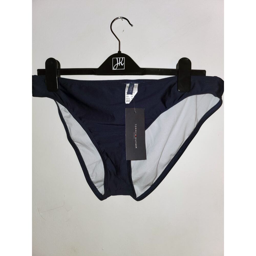 Tommy Hilfiger Womens Black Solid Swim Bikini Bottoms Size 14 NEW